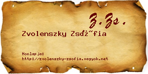 Zvolenszky Zsófia névjegykártya