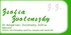 zsofia zvolenszky business card